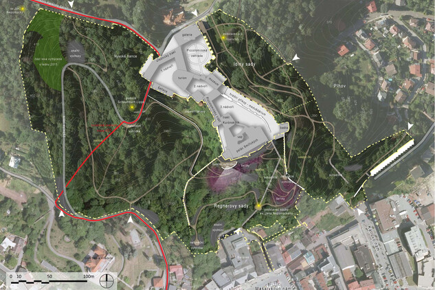 Situace stávajícího stavu zámeckého kopce