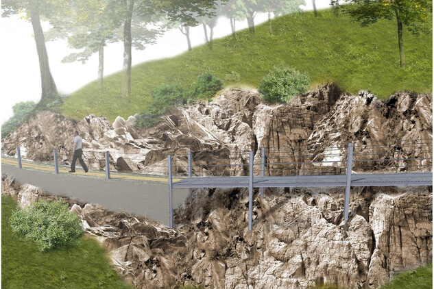 Vizualizace po vzorové obnově zámeckého kopce (vrstevnicová cesta kopcem)